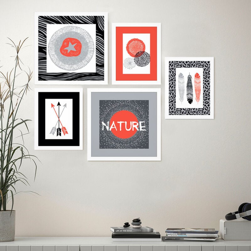

Conjunto de 5 cuadros de estilo exótico enmarcados collage impresiones Frame Aboriginal