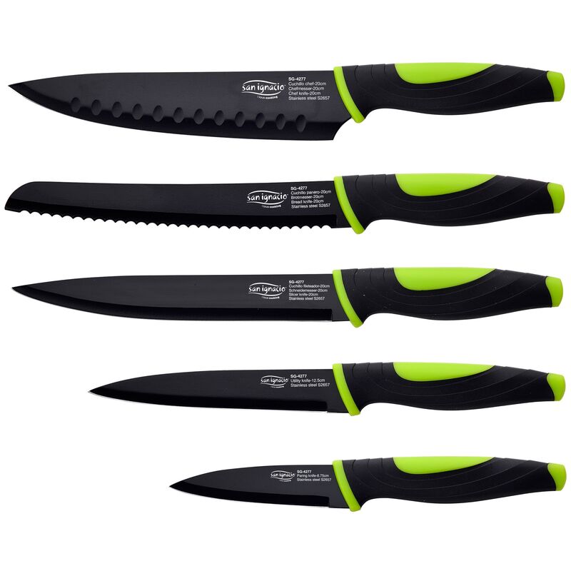 

Set 5 cuchillos San Ignacio Vitoria de acero inoxidable en color negro