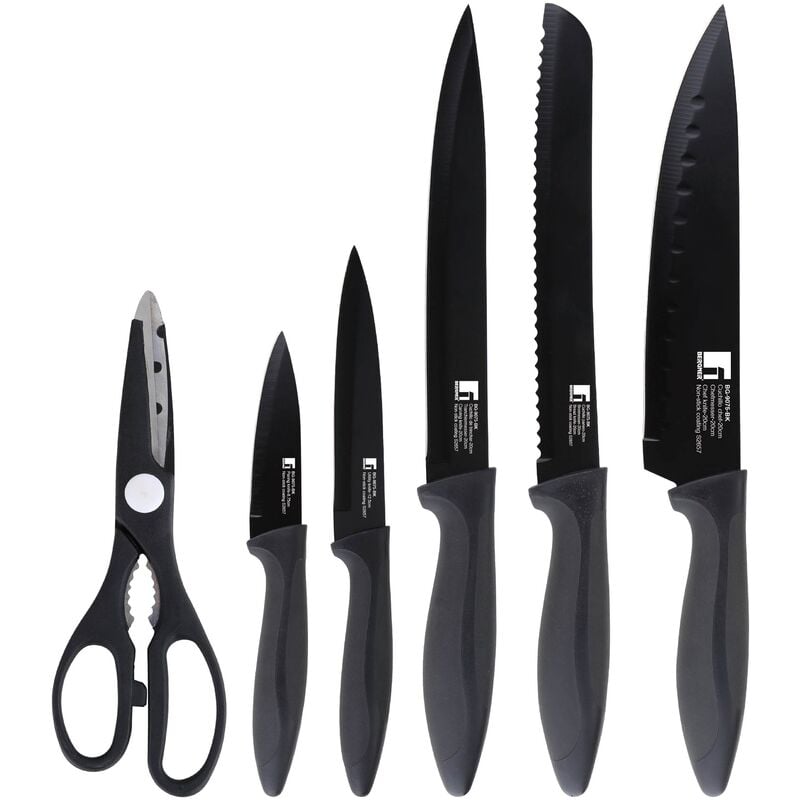 

Bergner - SET 5 CUCHILLOS+TIJERAS ACER.INOX NEGRO OSAKA BG