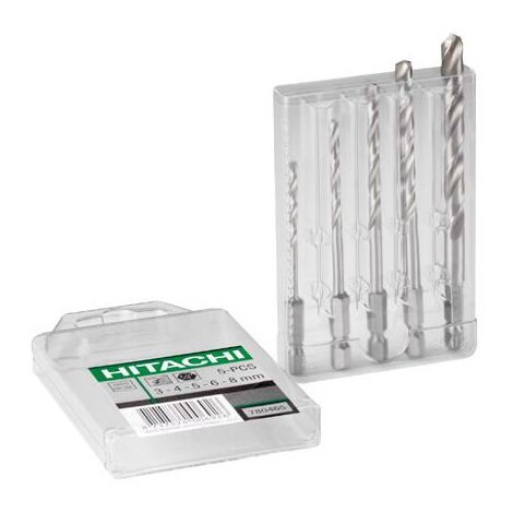 Set 5 forets à métaux HSS-G din 338 1/4" Ø3.4.5.6.8 L.76à117 HIKOKI 780465