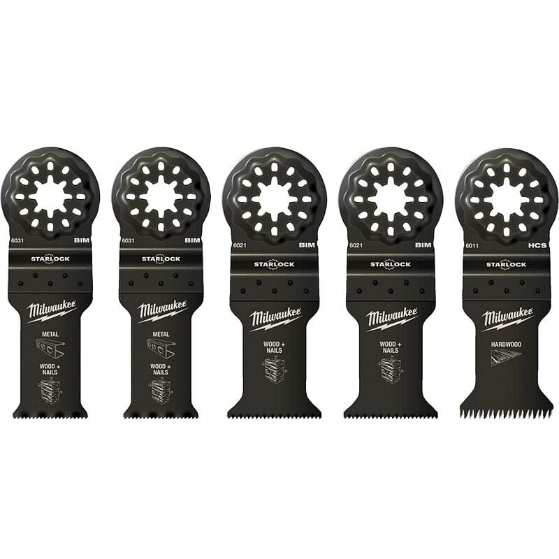Milwaukee - Coffret de 5 lames multi-usage pour Bois tendre, dur et avec clous