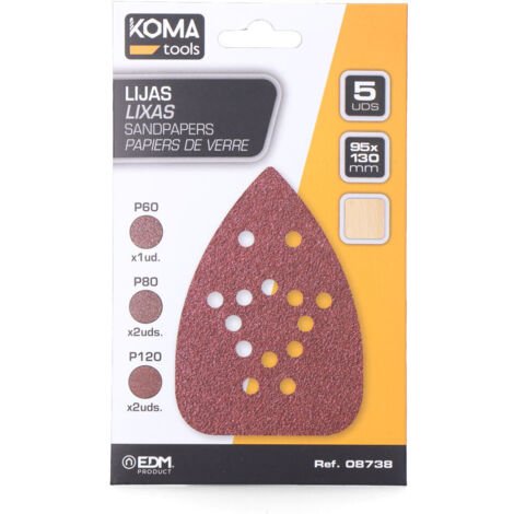 Set 5 Lijas para Lijadora Tipo Mouse 08753 KomaTools