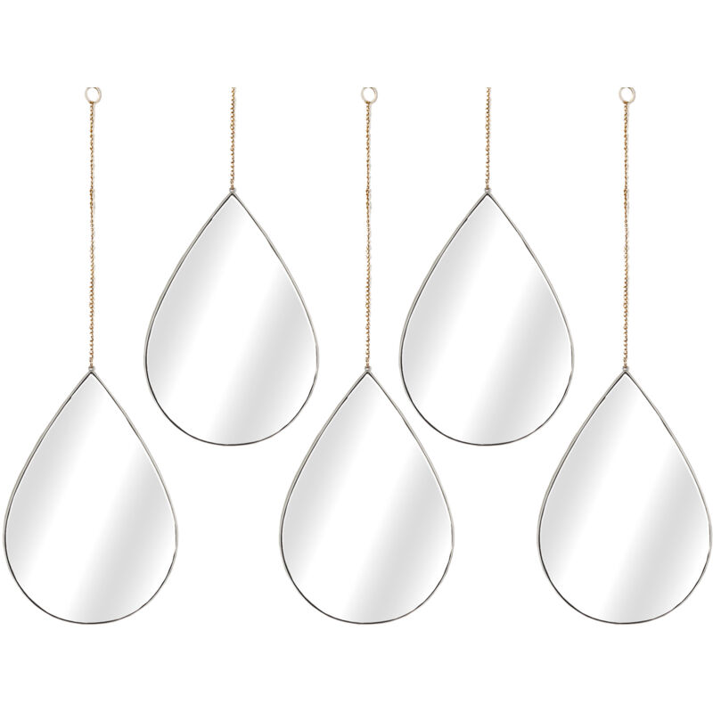 Fijalo - Ensemble de 5 miroirs en pvc argenté