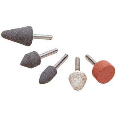 Set 5 Molette Mole Abrasive Rotative Con Gambo Codolo 6Mm Per Trapano