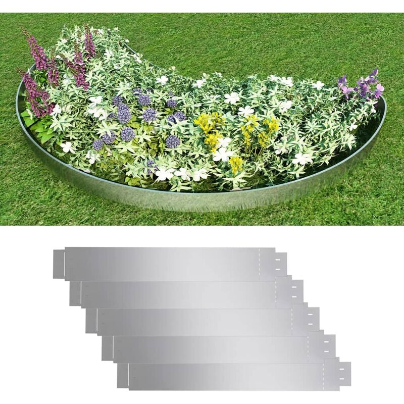 

Set 5 paneles divisorios flexibles de acero galvanizado 100 x 15 cm - Plateado