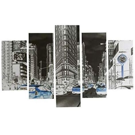 Set 5 Pezzi Quadri da Parete su Tela Manhattan 100 x 150 cm