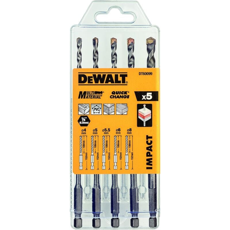 Dewalt - DT60099-QZ Set Punte Codolo Esagonale 4 5 5,5 6 8 5pz Multi Materiale
