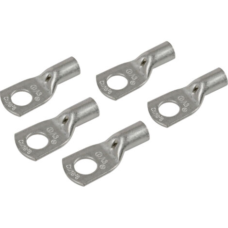 Set 5 pz capicorda da graffare in rame stagnato - sezione 16 mm² - foro 8 mm