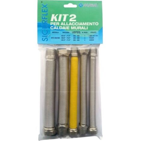 SET 5 RACCORDI INOX ESTENSIBILI 1/2 GAS  P/CALDAIA