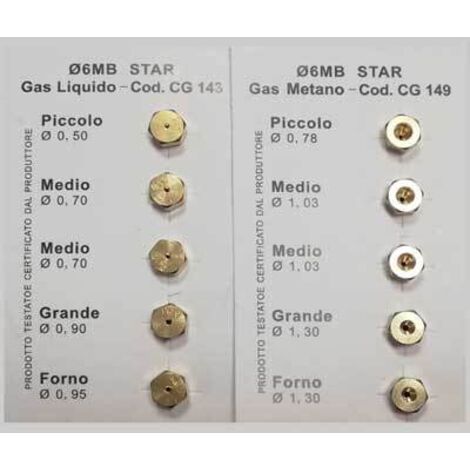 SET 5 UGELLI GAS PER CUCINA  Gpl     MADE IN ITALY