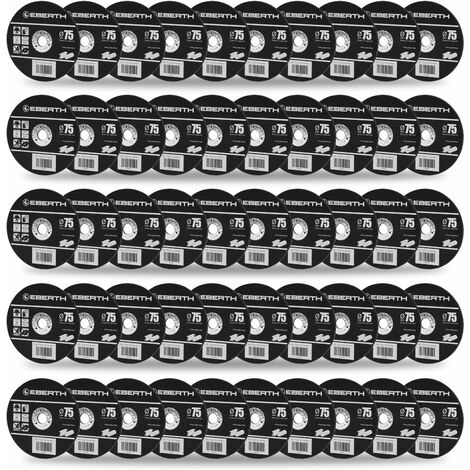 Set 50 dischi per smerigliatrice Ø75mm x 9,5mm foro x 2,1mm spessore per acciaio inox e alluminio - EBERTH