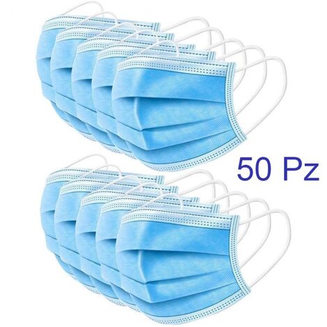 SET 50 PZ MASCHERINA FACCIALE 3 STRATI MONOUSO