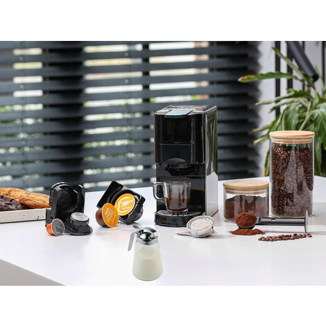 Set: 5in1 Kapselkaffeemaschine für Kapseln ESE Pads Kaffeepulver & Milchkännchen