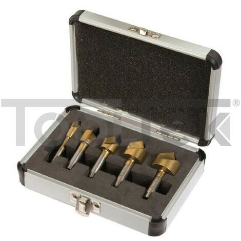 SET 5pz FRESE SVASATORI FRESA PER SMUSSATURA LEGNO ALLUMINIO PLASTICA