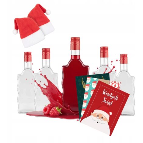SET 5x Bottiglia di vetro WAVE 500ml + etichetta + tappo Regalo di Natale