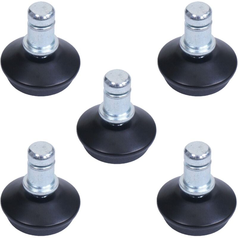 Image of Set 5x piedini supporti fissi per sedie da ufficio HHG-914 plastica metallo Ø 11mm nero