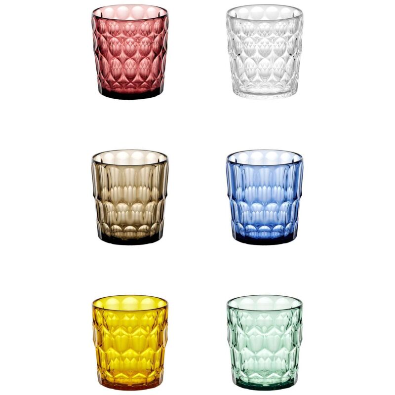 Set 6 Bicchieri Bassi Vanity Colori decori Vari