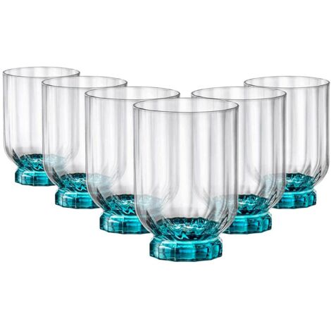 Set 6 Bicchieri da Tavola Florian Dof Lucent Blue 37,5 cl Rocco Bormioli
