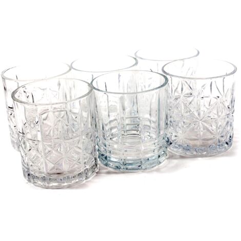 Set 6 Bicchieri da Whisky e cocktail in vetro intagliato 330 ml