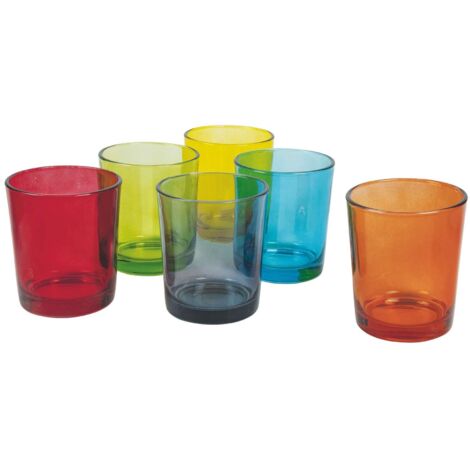 SET 6 BICCHIERI VETRO 370 ML 6 COLORI ASSORTITI