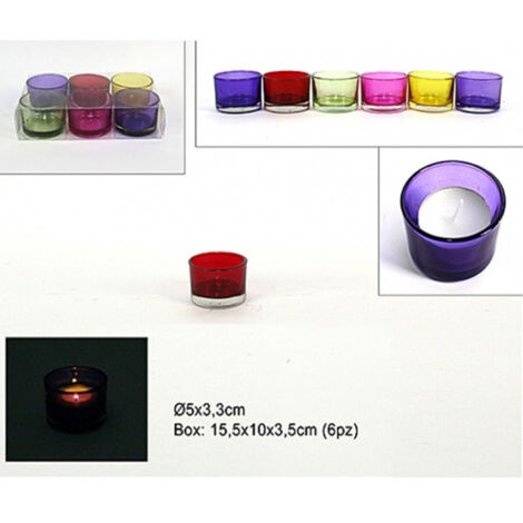 Set 6 Bougeoirs En Verre Coloré Bougie à Réchaud Design Bougie Verre