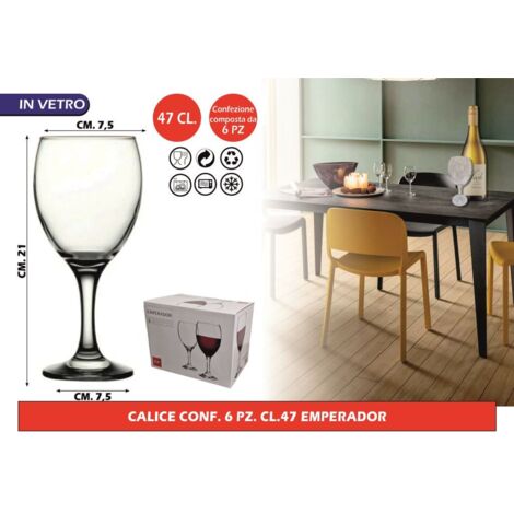Set 6 Calice da Tavola Gran Vino in Vetro Emperador 47 cl