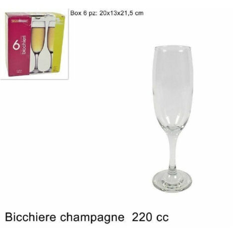 Set 6 Calici Bicchiervements 220cc 7 1/2 Oz Welkhome Nevakar Champagne