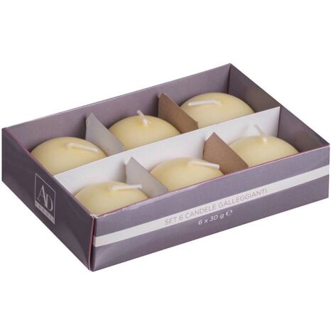 SET 6 CANDELE GALLEGGIANTI AVORIO D.4XH3.5CM