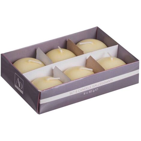 Set 6 Candele Galleggianti Vasca Piscina Color Avorio 4 x h. 3,5 cm