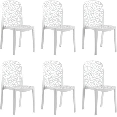 Set 6 chaises de flore blanches - Rouge