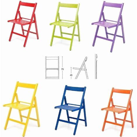 Set 6 Chaises Pliable Colorées: Rouge, Vert, Viola, Jaune, Bleu, Orange