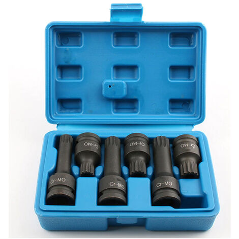 Set 6 Chiavi Bussola 1/2 Torx T60 T70 T80 in Cr-MO Attacco Quadro Boccole