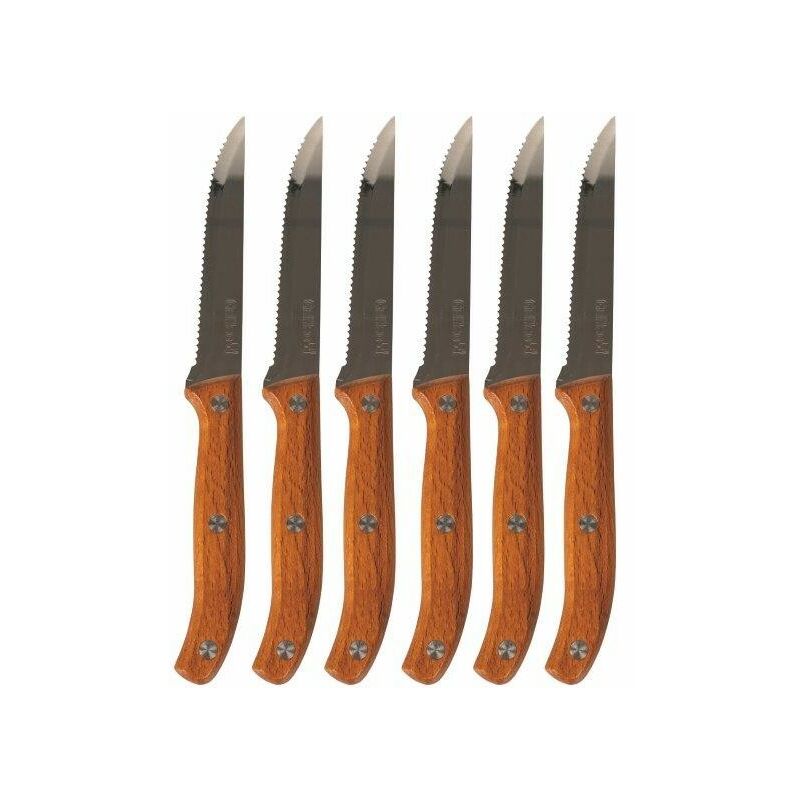 Set 6 Coltelli Bistecca 20,5 Cm Manico In Legno