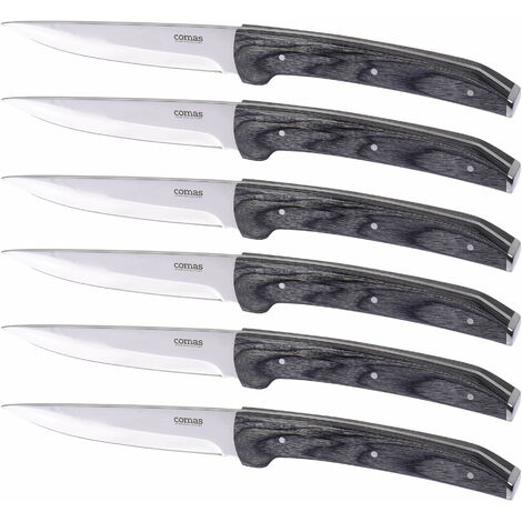 Set 6 Coltelli da Bistecca Lama Liscia Manico in Legno Torino