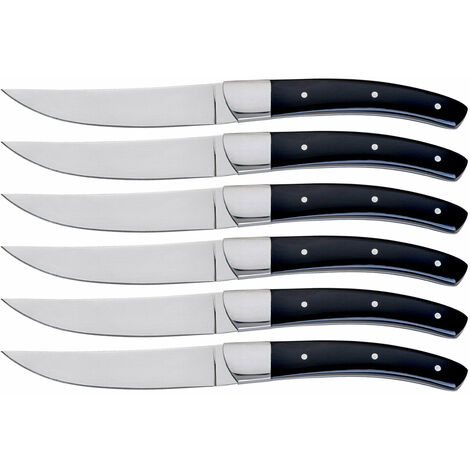 Set 6 Coltelli da Bistecca Lama Liscia Manico in Plastica Tyson Nero