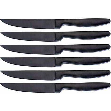 Set 6 Coltelli da Tavola Lama Liscia in Acciaio Inox Jacob Nero