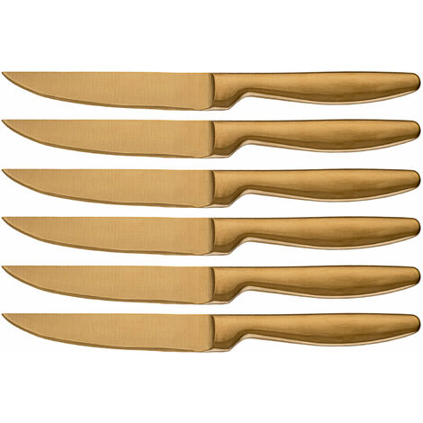 Set 6 Coltelli da Tavola Lama Liscia in Acciaio Inox Jacob Oro