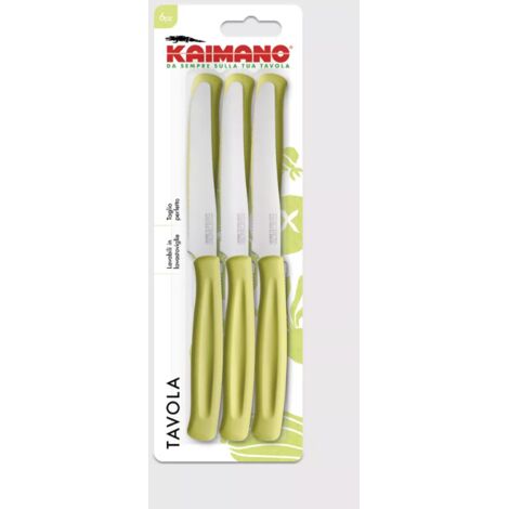 Set 6 Coltelli Da Tavola Verde Lime Linea Dinamik Con Lama In Acciaio Inox Seghettata
