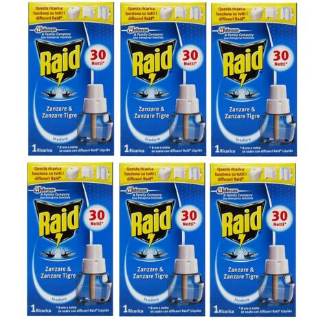 SET 6 CONFEZIONI RAID LIQUIDO PER RICARICA ELETTRICA X30 NOTTI CLASSICO
