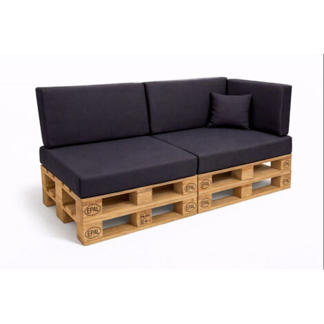 Set 6 coussins palette assises 120x50 dossiers + 120x40 kit coussins canapé de jardin Anthracite coussins pour mobilier de jardin