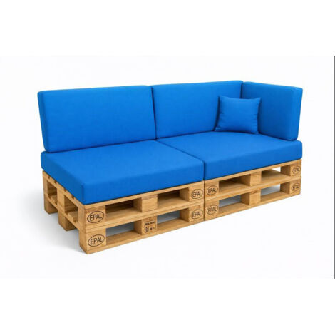 Set 6 coussins palette  assises 120x50 dossiers + 120x40 kit coussins canapé de jardin Bleu coussins pour mobilier de jardin