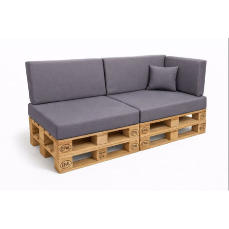 Set 6 coussins palette  assises 120x50 dossiers + 120x40 kit coussins canapé de jardin Gris coussins pour mobilier de jardin
