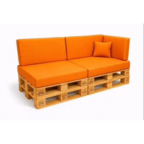 Set 6 coussins palette  assises 120x50 dossiers + 120x40 kit coussins canapé de jardin Orange coussins pour mobilier de jardin
