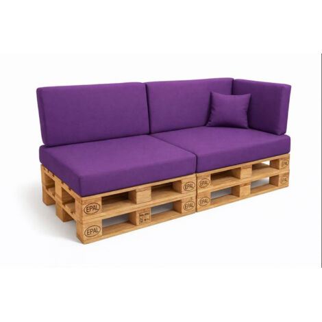 Set 6 coussins palette  assises 120x50 dossiers + 120x40 kit coussins canapé de jardin Violet coussins pour mobilier de jardin