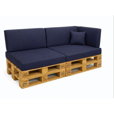 Set 6 coussins palette  assises 120x60 dossiers + 120x40 kit coussins canapé de jardin Bleu coussins pour mobilier de jardin