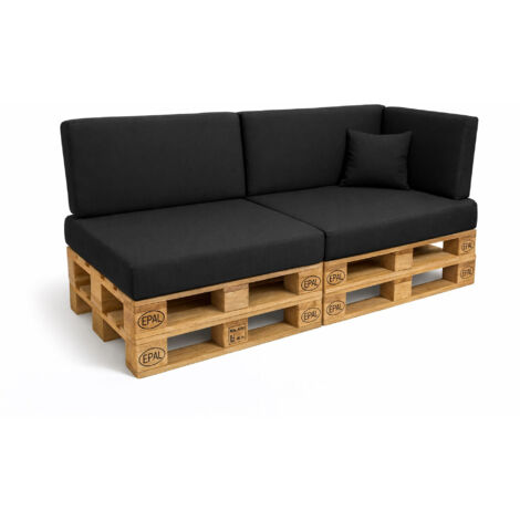 Set 6 coussins palette  assises 120x80 dossiers + 120x40 kit coussins canapé de jardin Noir coussins pour mobilier de jardin