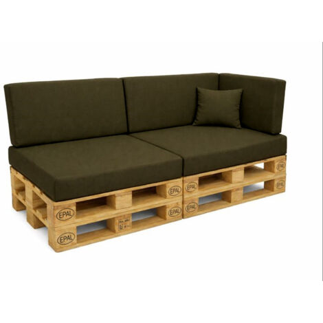 Set 6 coussins palette  assises 120x80 dossiers + 120x40 kit coussins canapé de jardin Vert coussins pour mobilier de jardin