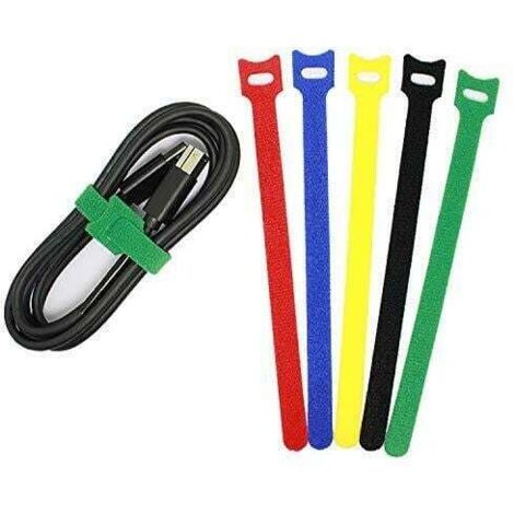 SET 6 FASCETTE A TRAPPO AUTOADESIVE COLORI MISTI 12X200 mm NYLON CAVI CAVO 572