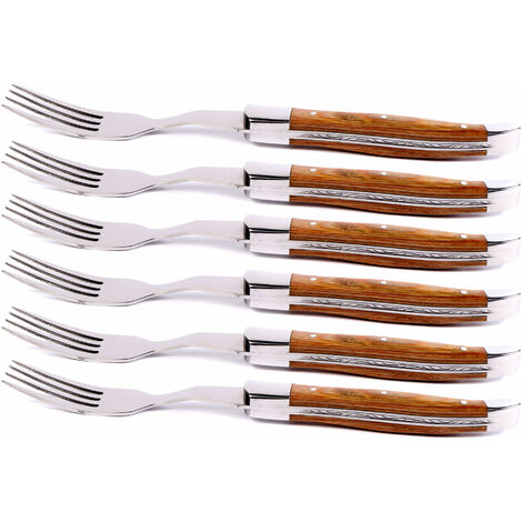 Set 6 Forchette da Bistecca Manico in Legno Tendor Alps