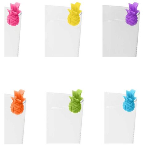 Set 6 marker Omini per bicchieri Ananas in silicone multicolor